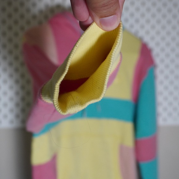 Champion Classic Fleece Pullover Hoodie Small Color Block Pink Yellow Blue - Picture 5 of 9